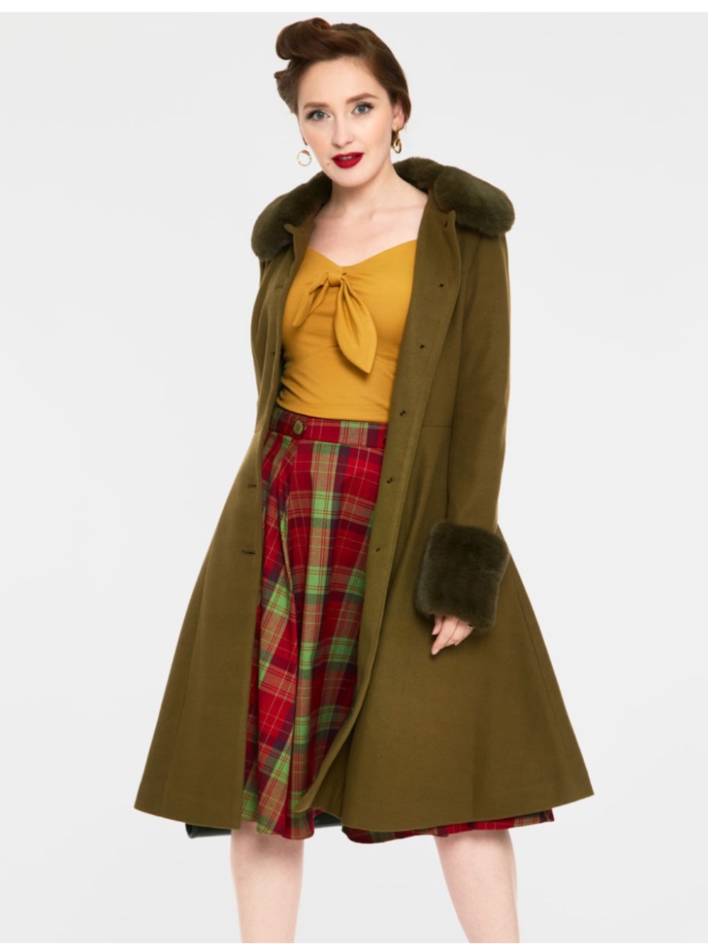 Voodoo Vixen SINGLE BREASTED FAUX FUR CURVE COAT